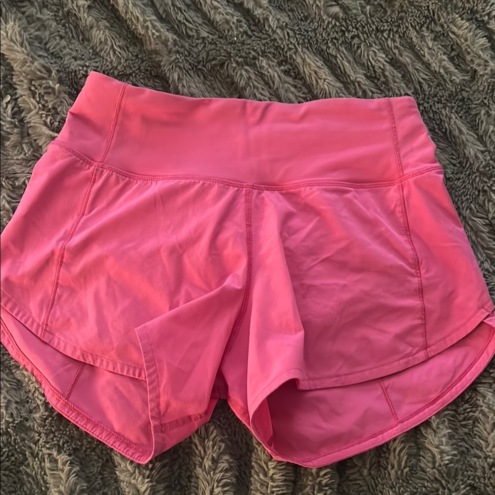 Lululemon Athletica Pink Athletic Shorts with Curved Hem